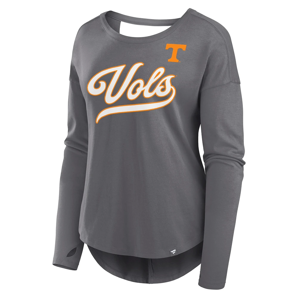 Women's Fanatics Gray Tennessee Volunteers Training Camp Core Long Sleeve V-Neck Fashion T-Shirt