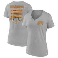 Women's Fanatics Heather Gray Tennessee Volunteers 2024 NCAA Men's Baseball College World Series Champions Schedule V-Neck T-Shirt