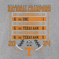 Women's Fanatics Heather Gray Tennessee Volunteers 2024 NCAA Men's Baseball College World Series Champions Schedule V-Neck T-Shirt