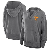 Sweat à capuche col en V molleton français Snow Wash de la Tennessee Volunteers Initiative Fanatics pour femmes, gris chiné