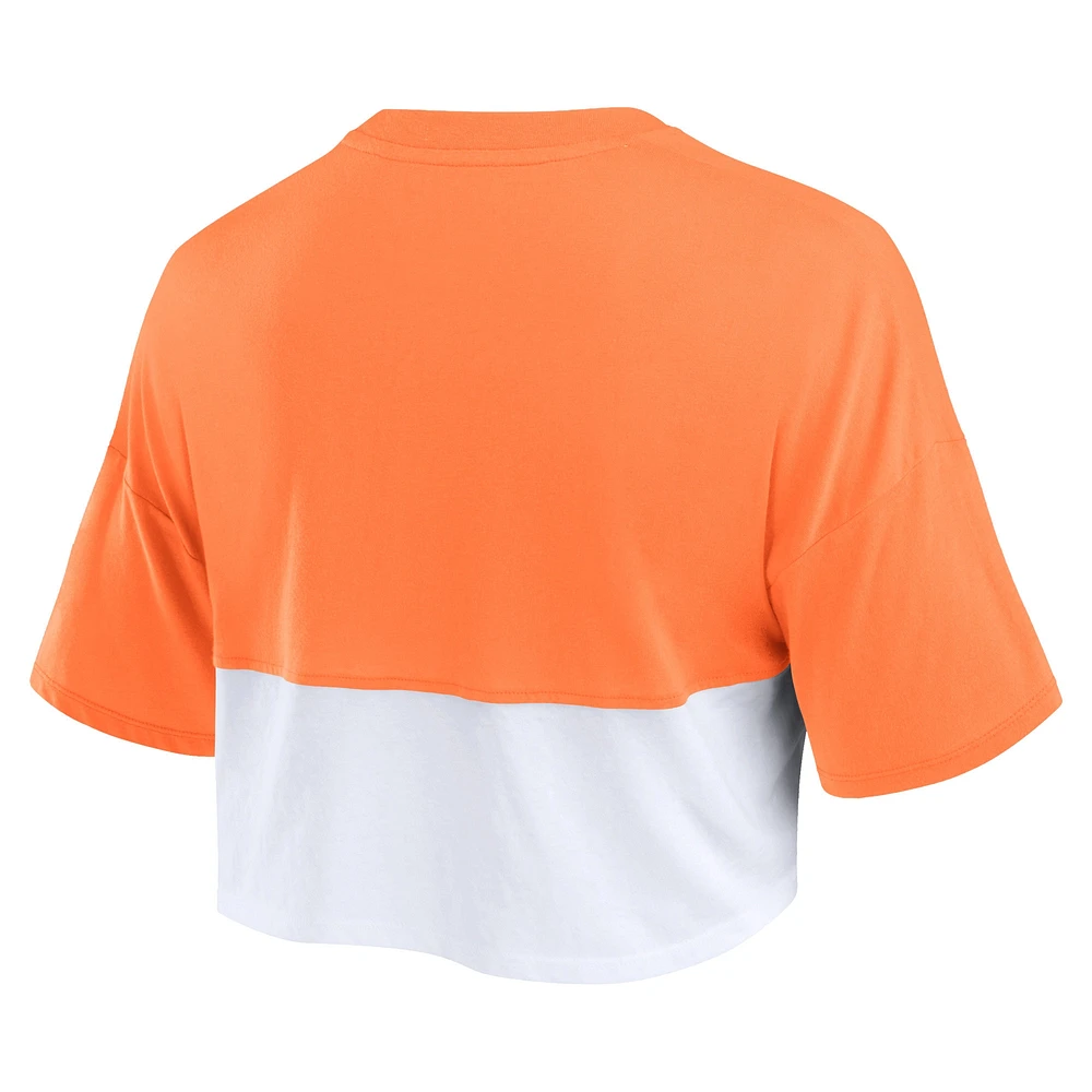 T-shirt court surdimensionné avec badge Tennessee Volunteers Fanatics orange/blanc pour femmes