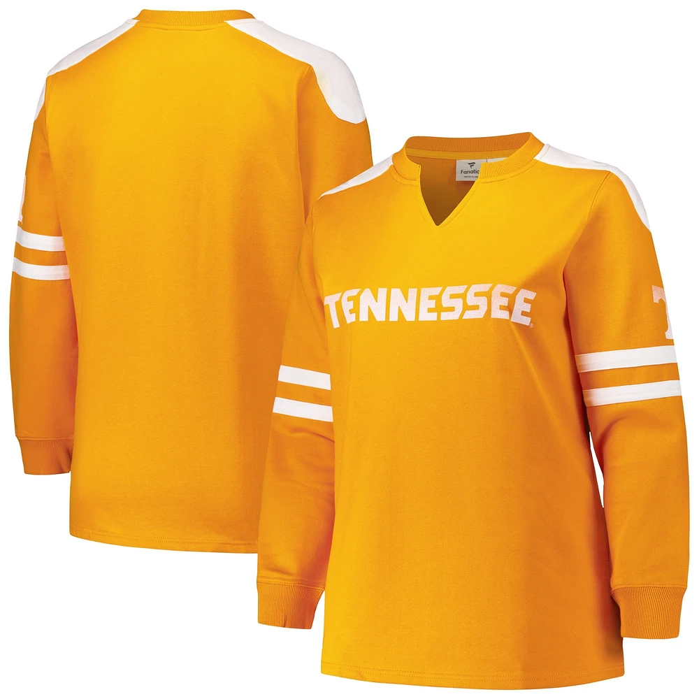 Fanatics Tennessee Orange Volunteers Sweat-shirt en polaire à manches contrastées pour femme