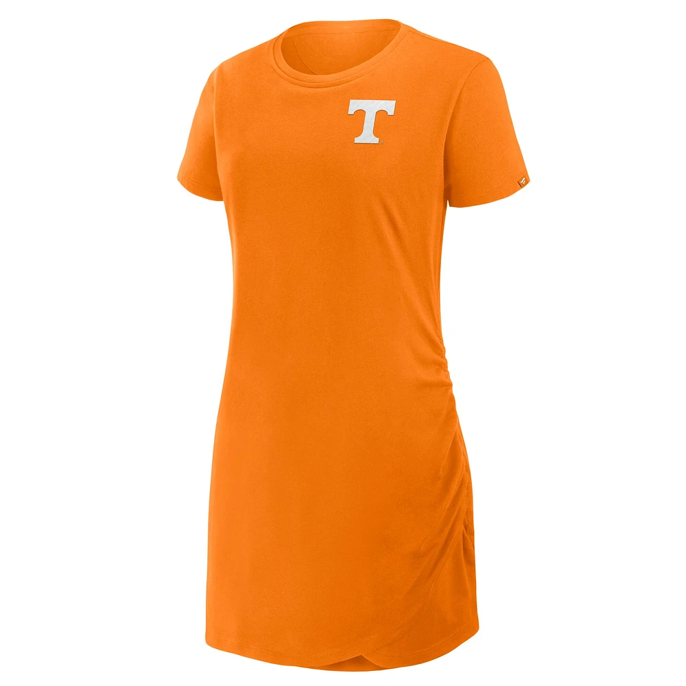 Women's Fanatics Tennessee Orange Volunteers Ruched Drape T-Shirt Dress