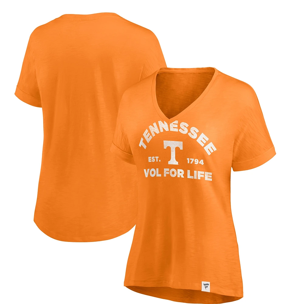 T-shirt fluide à col en V True Classics Tennessee Volunteers Orange Fanatics pour femmes