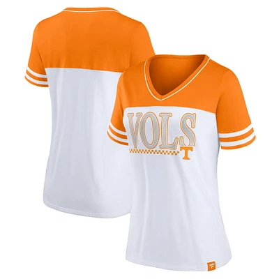 Women's Fanatics White/Tennessee Orange Tennessee Volunteers Iconic Colorblock T-Shirt