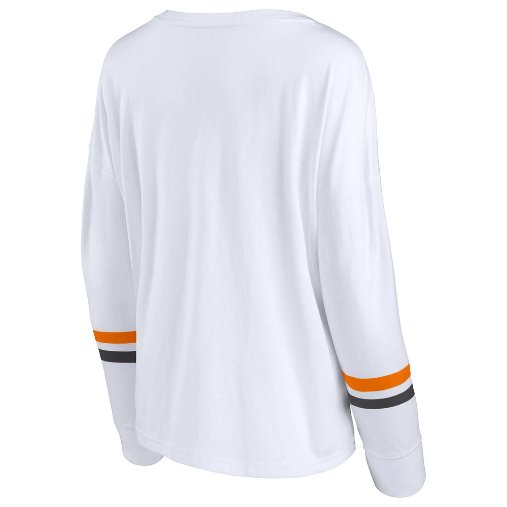 Women's Fanatics White Tennessee Volunteers Retro Power Striped Long Sleeve T-Shirt