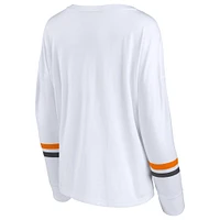 Women's Fanatics White Tennessee Volunteers Retro Power Striped Long Sleeve T-Shirt