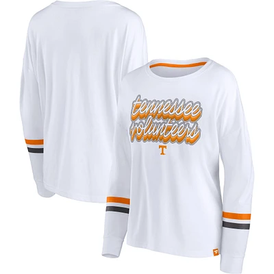 Women's Fanatics White Tennessee Volunteers Retro Power Striped Long Sleeve T-Shirt
