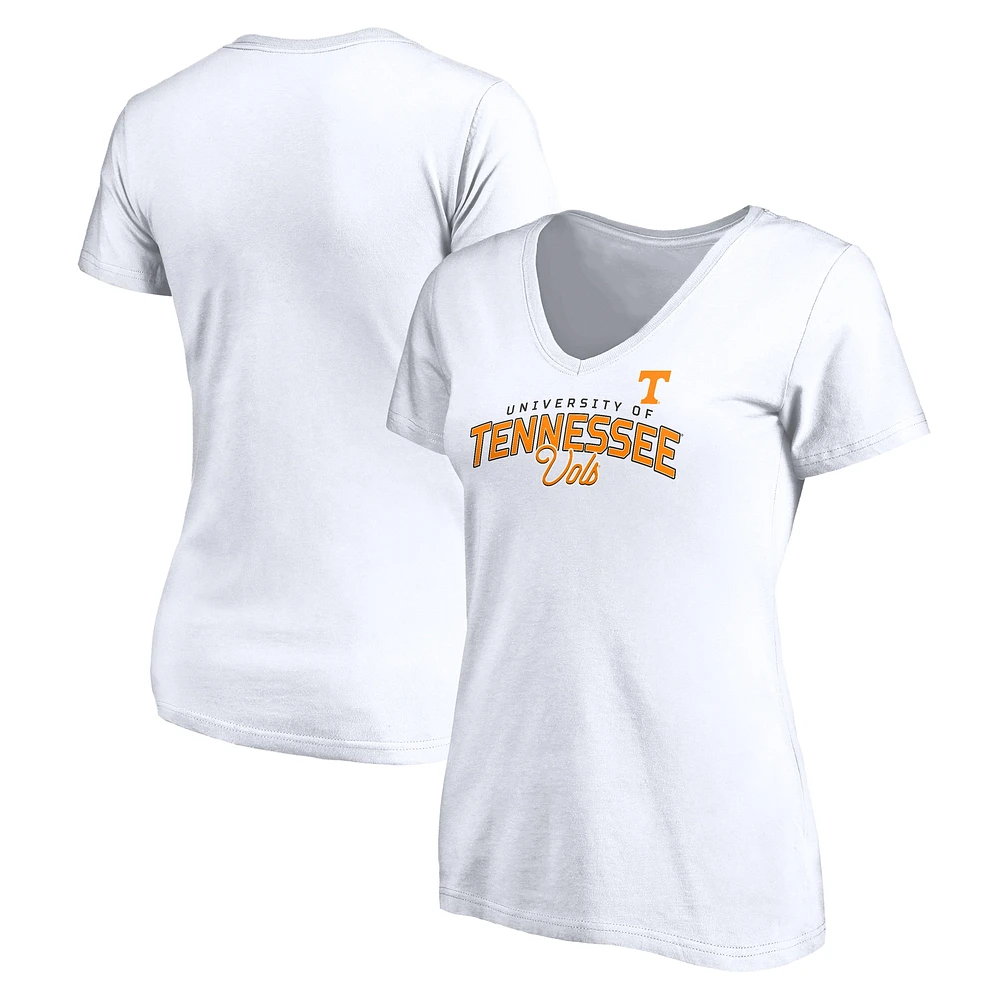 Women's Fanatics White Tennessee Volunteers Running Start V-Neck T-Shirt