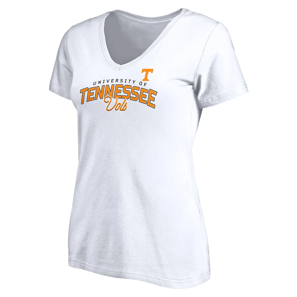 Women's Fanatics White Tennessee Volunteers Running Start V-Neck T-Shirt