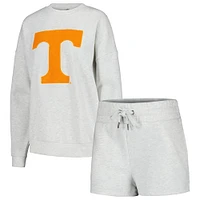 Women's Gameday Couture Ash Tennessee Volunteers Team Effort Pullover Sweatshirt & Shorts Sleep Set