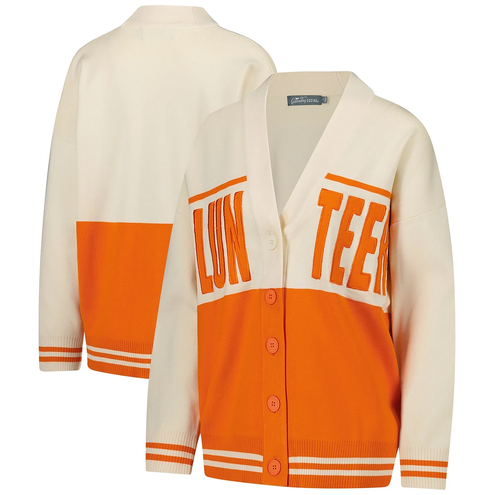 Women's Gameday Social  Tennessee Orange/Cream Volunteers Woven Carley Retro Button-Up Cardigan