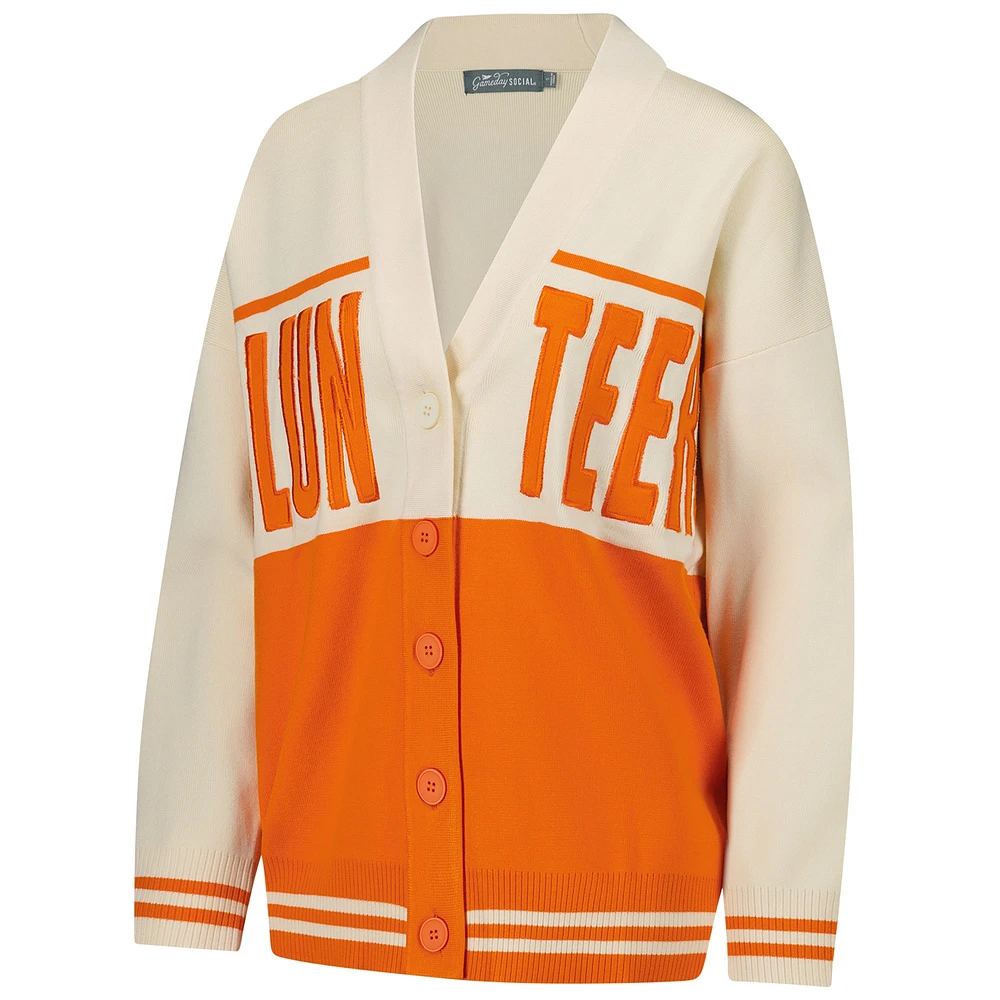 Women's Gameday Social  Tennessee Orange/Cream Volunteers Woven Carley Retro Button-Up Cardigan