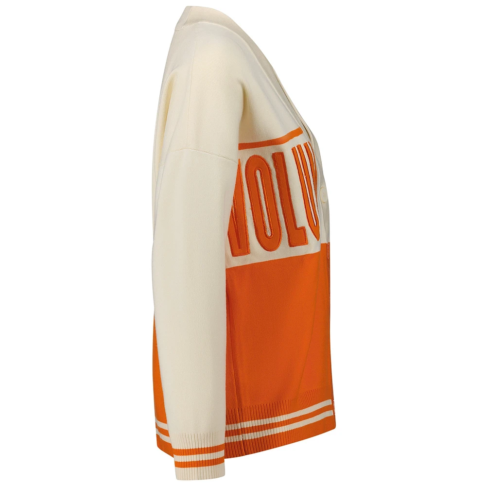 Women's Gameday Social  Tennessee Orange/Cream Volunteers Woven Carley Retro Button-Up Cardigan