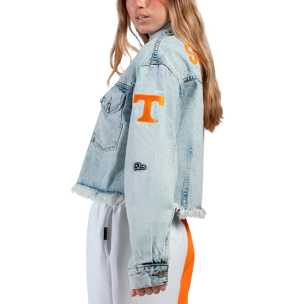 Women's Hype and Vice Denim Tennessee Volunteers Lightwash Full-Button Jean Jacket