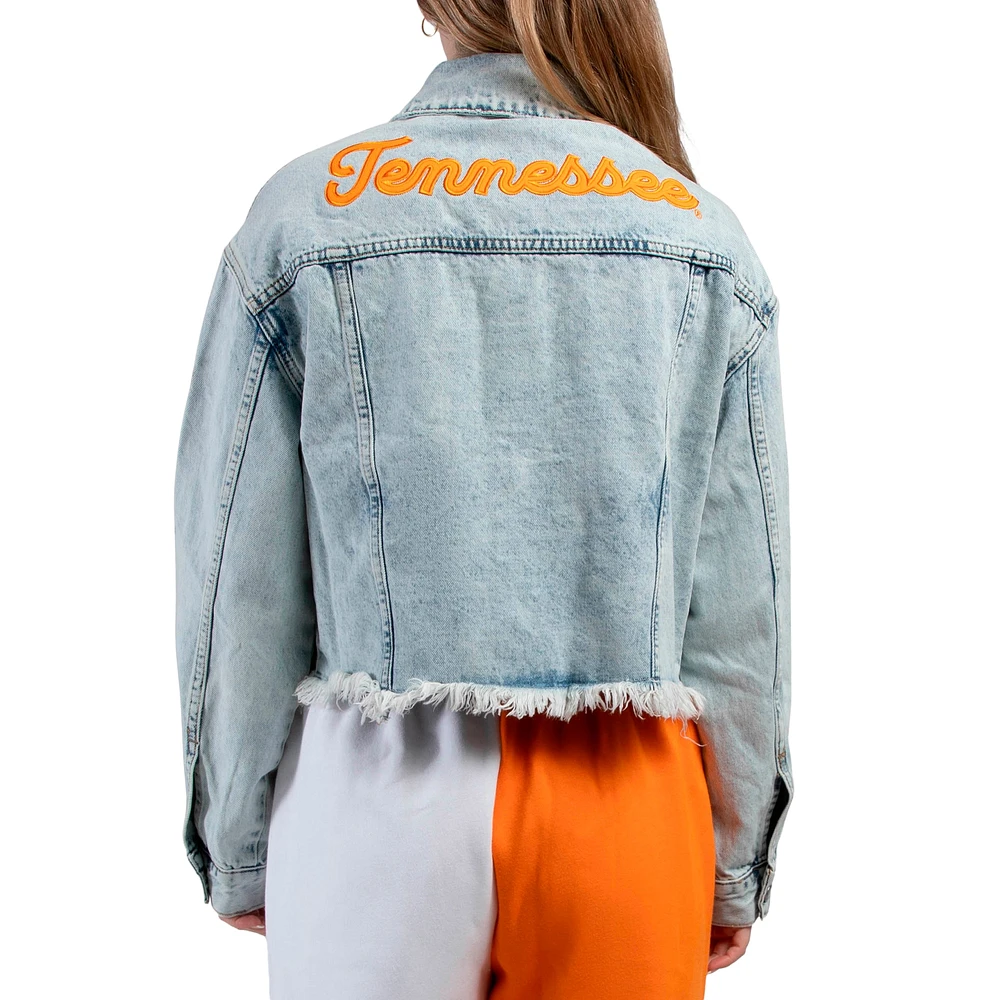 Women's Hype and Vice Denim Tennessee Volunteers Lightwash Full-Button Jean Jacket