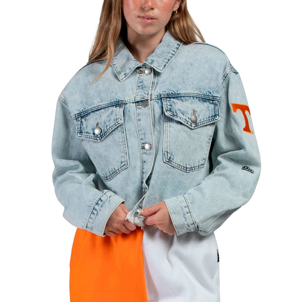 Veste en jean délavé à boutons pour femme Hype and Vice Denim Tennessee Volunteers