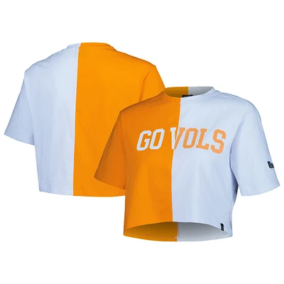 T-shirt court Hype and Vice Tennessee Orange/Blanc Volunteers Color Block Brandy pour femmes