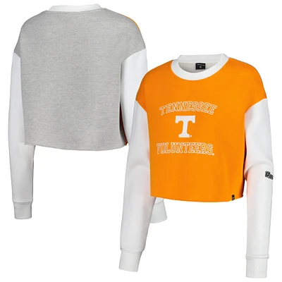 Women's Hype and Vice Tennessee Orange Volunteers Colorblock Rookie Crew Pullover Sweatshirt