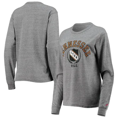 Tennessee Volunteers League Collegiate Wear Women's Seal Victory Falls Oversized Tri-Blend Long Sleeve T-Shirt - Heathered Gray