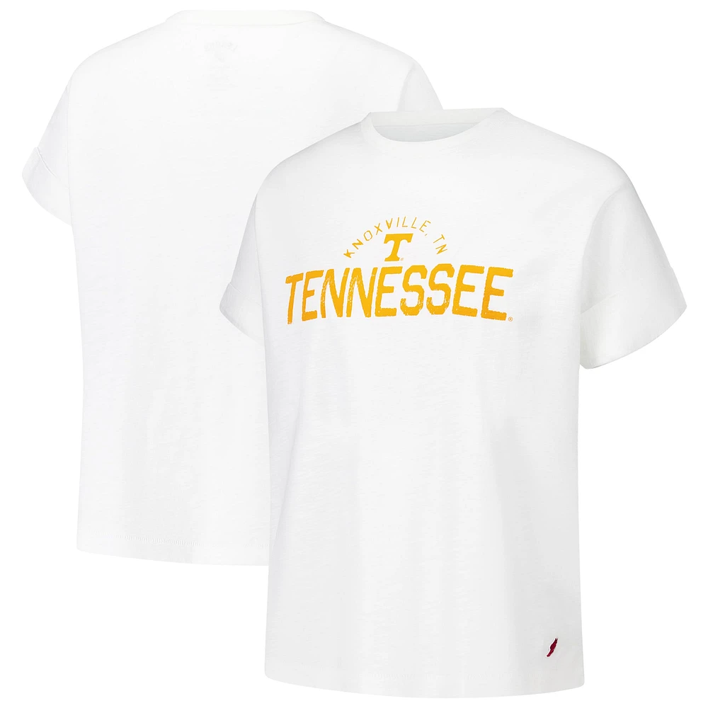 Women's League Collegiate Wear White Tennessee Volunteers Slub Rolled Cuff T-Shirt