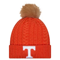 Bonnet tricoté à revers de luxe avec pompon Tennessee Orange Tennessee Volunteers pour femme de New Era