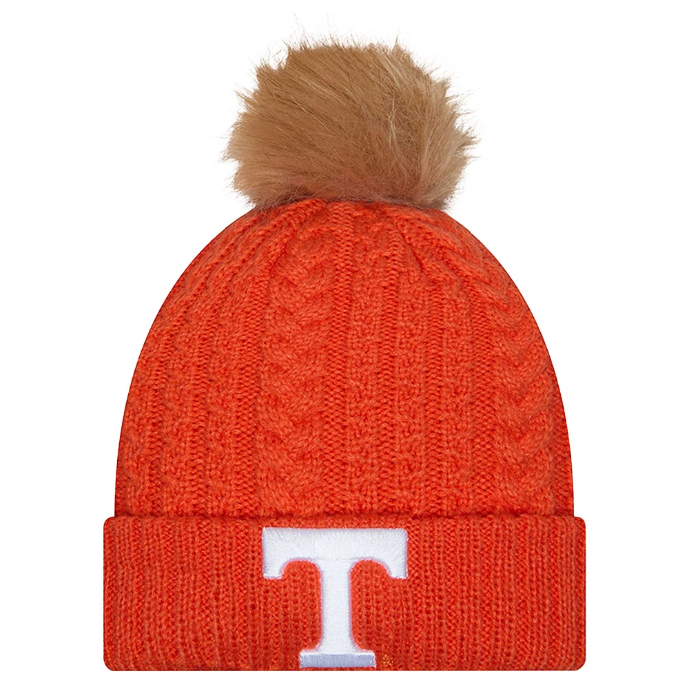 Bonnet tricoté à revers de luxe avec pompon Tennessee Orange Tennessee Volunteers pour femme de New Era