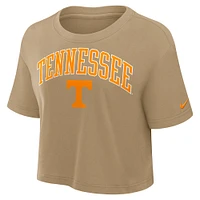 Women's Nike Tan Tennessee Volunteers Power Pursuit Athletic Prep Arch Performance Cropped T-Shirt