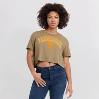 Women's Nike Tan Tennessee Volunteers Power Pursuit Athletic Prep Arch Performance Cropped T-Shirt