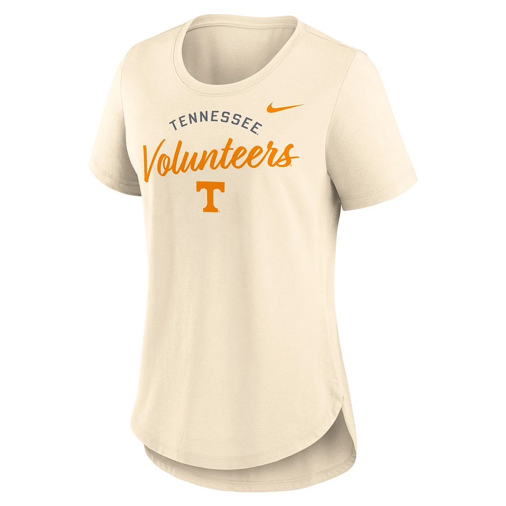 Women's Nike  Tan Tennessee Volunteers Script Logo Tri-Blend T-Shirt