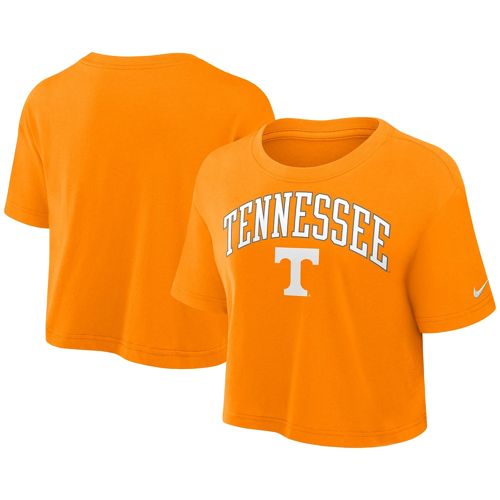 Women's Nike Tennessee Orange Volunteers Power Pursuit Athletic Prep Arch Performance Cropped T-Shirt
