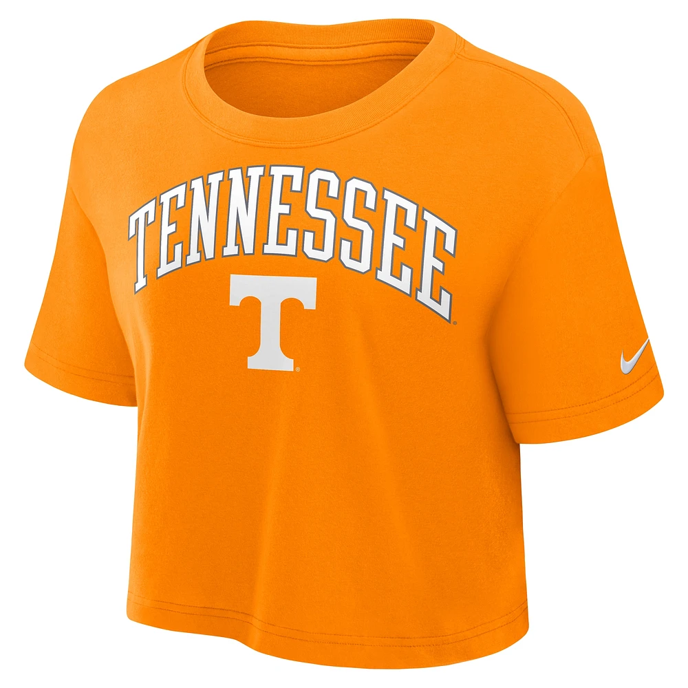 Women's Nike Tennessee Orange Volunteers Power Pursuit Athletic Prep Arch Performance Cropped T-Shirt