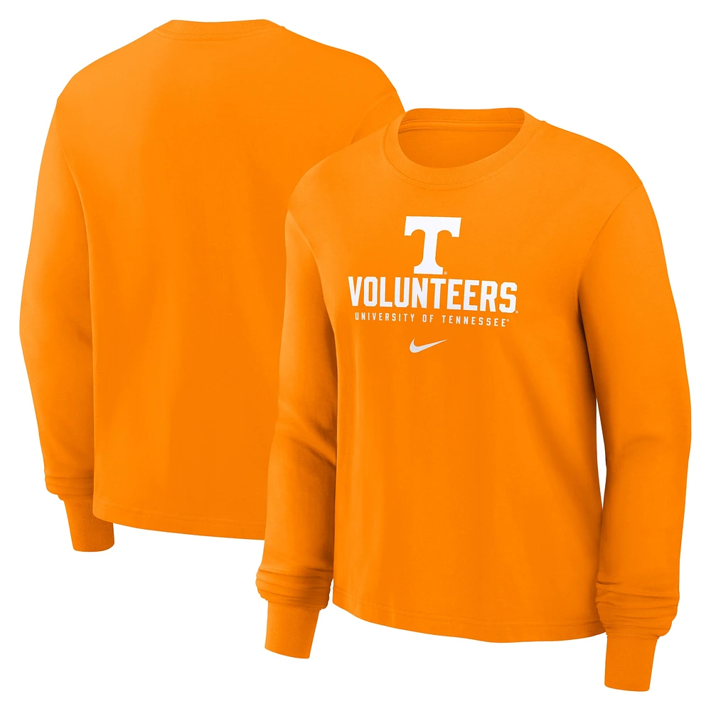 T-shirt Nike Tennessee Orange Volunteers Primetime University Boxy à manches longues pour femme