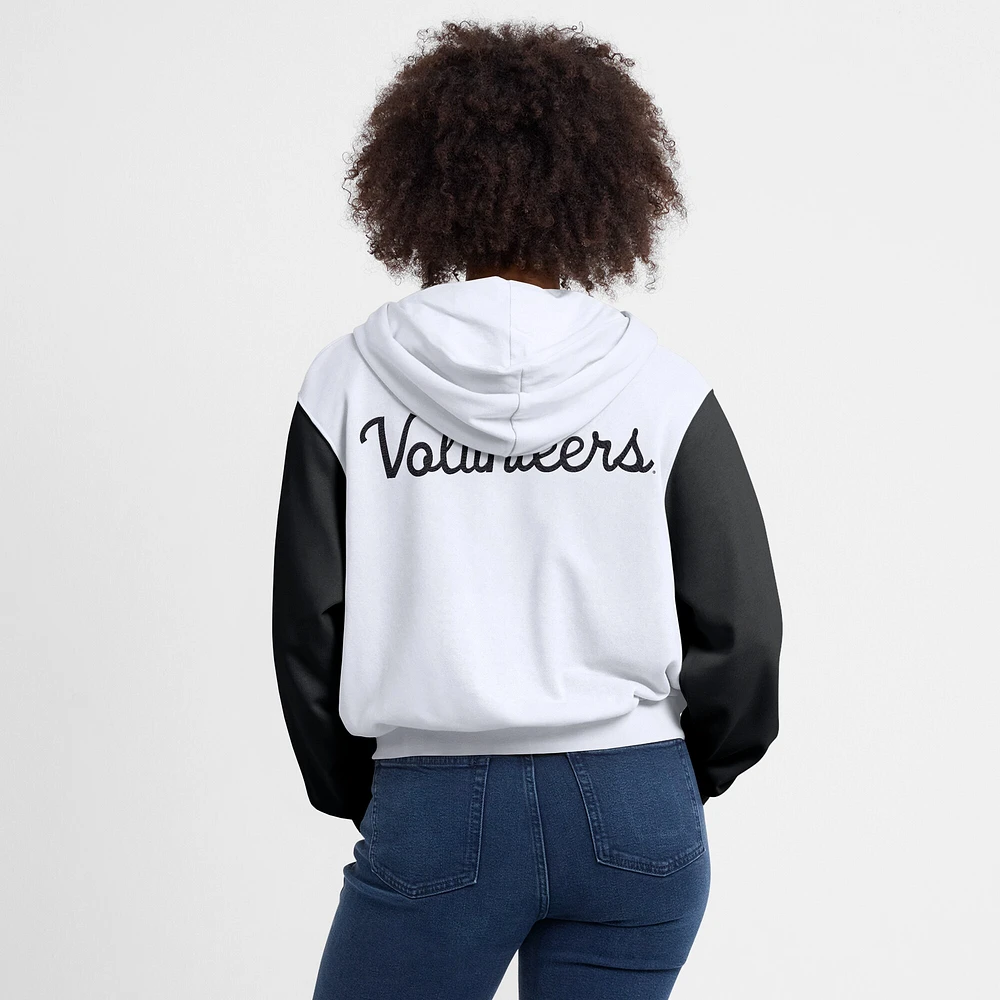 Sweat à capuche Nike blanc Tennessee Volunteers Cropped Beyond Capability pour femme, entièrement zippé, avec inscription et blocs de couleurs