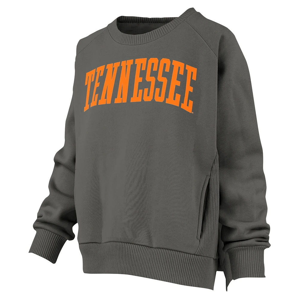 Sweat-shirt à manches raglan avec poches pour femme Pressbox Charcoal Tennessee Volunteers