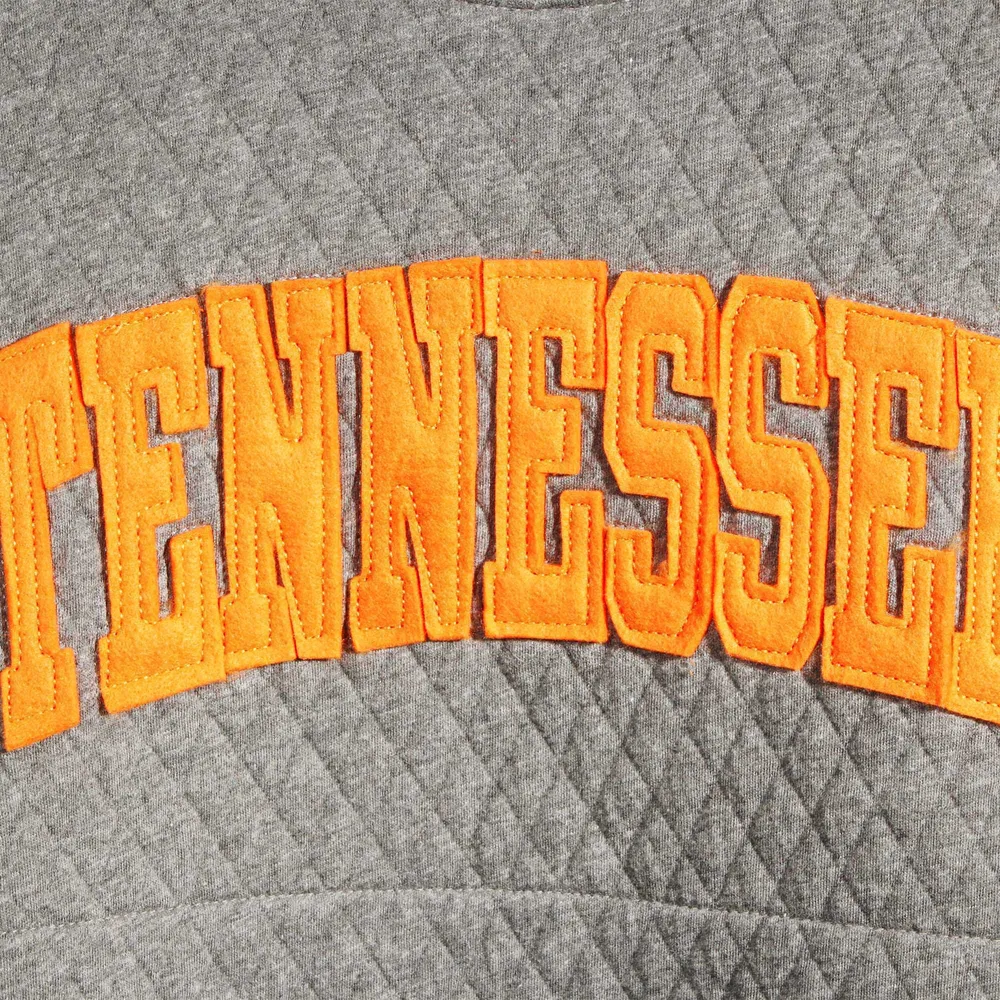 Women's Pressbox Heather Charcoal Tennessee Volunteers Moose Quilted Pullover Sweatshirt