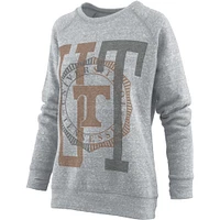 Sweat-shirt raglan Pressbox Tennessee Volunteers Knobi gris chiné pour femme