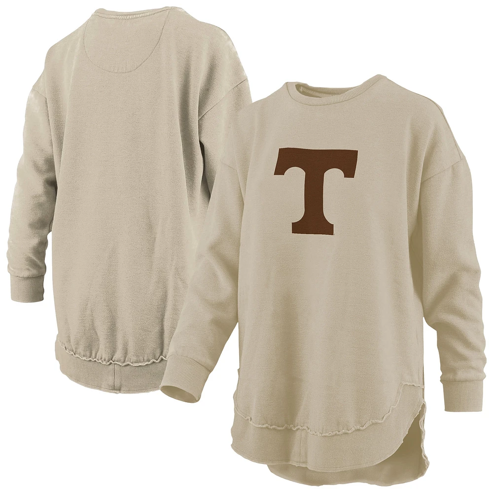 Women's Pressbox Tan Tennessee Volunteers Poncho Fleece Pullover Sweatshirt