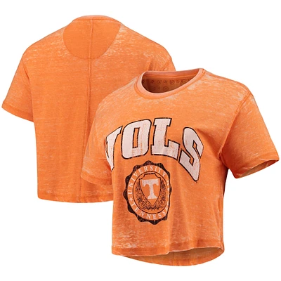 Femme Pressbox Tennessee Orange Volunteers Edith Vintage Burnout Crop T-shirt