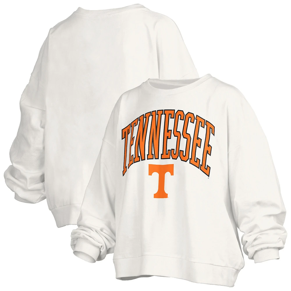 Sweat-shirt surdimensionné à manches longues pour femme, blanc, avec logo Janise Arch Over, des Tennessee Volunteers, Pressbox