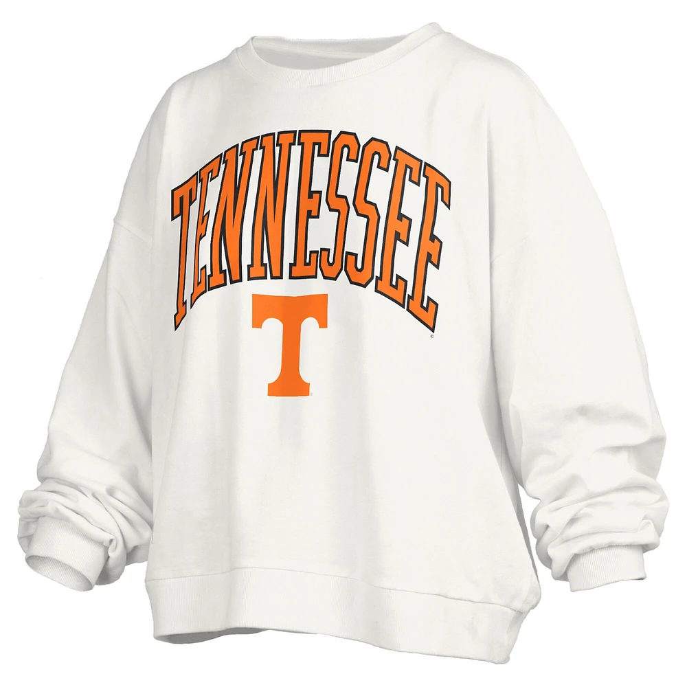 Sweat-shirt surdimensionné à manches longues pour femme, blanc, avec logo Janise Arch Over, des Tennessee Volunteers, Pressbox