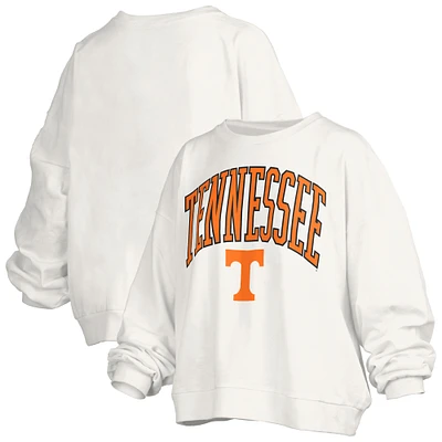 Sweat-shirt surdimensionné à manches longues pour femme, blanc, avec logo Janise Arch Over, des Tennessee Volunteers, Pressbox