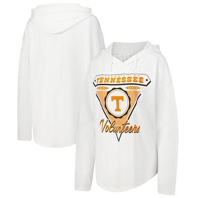 T-shirt à capuche blanc manches longues pour femmes Pressbox Tennessee Volunteers San Bruno