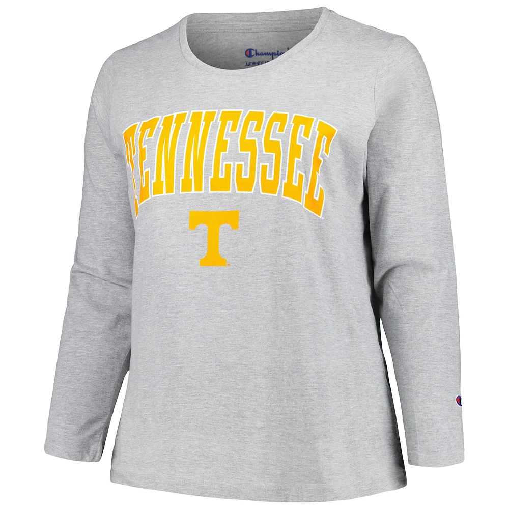 Women's Profile Gray Tennessee Volunteers Plus Arch Over Logo Scoop Neck Long Sleeve T-Shirt