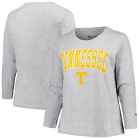 Women's Profile Gray Tennessee Volunteers Plus Arch Over Logo Scoop Neck Long Sleeve T-Shirt