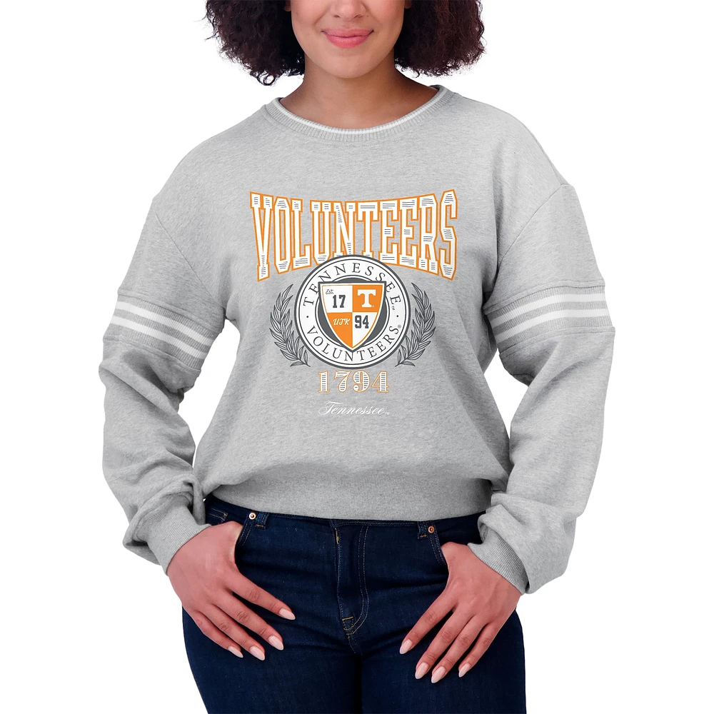 Women's WEAR by Erin Andrews Heather Gray Tennessee Volunteers Classic Stripe Pullover Sweater