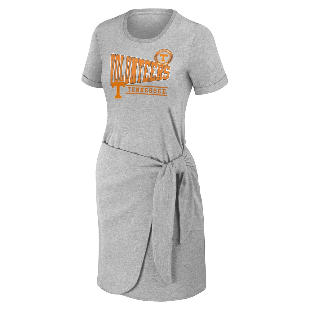 Women's WEAR by Erin Andrews Heather Gray Tennessee Volunteers Knotted T-Shirt Dress