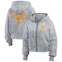 Sweat à capuche zippé double raglan Speckle pour femme par Erin Andrews Heather Gray Tennessee Volunteers Wear