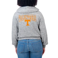 Sweat à capuche zippé double raglan Speckle pour femme par Erin Andrews Heather Gray Tennessee Volunteers Wear