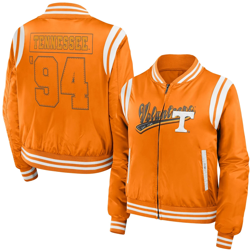 WEAR by Erin Andrews Tennessee Orange Volunteers Football Bomber Veste entièrement zippée pour femme